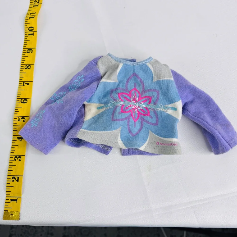 American Girl Doll Clothes Purple Blue Flower Long Sleeve Top‎